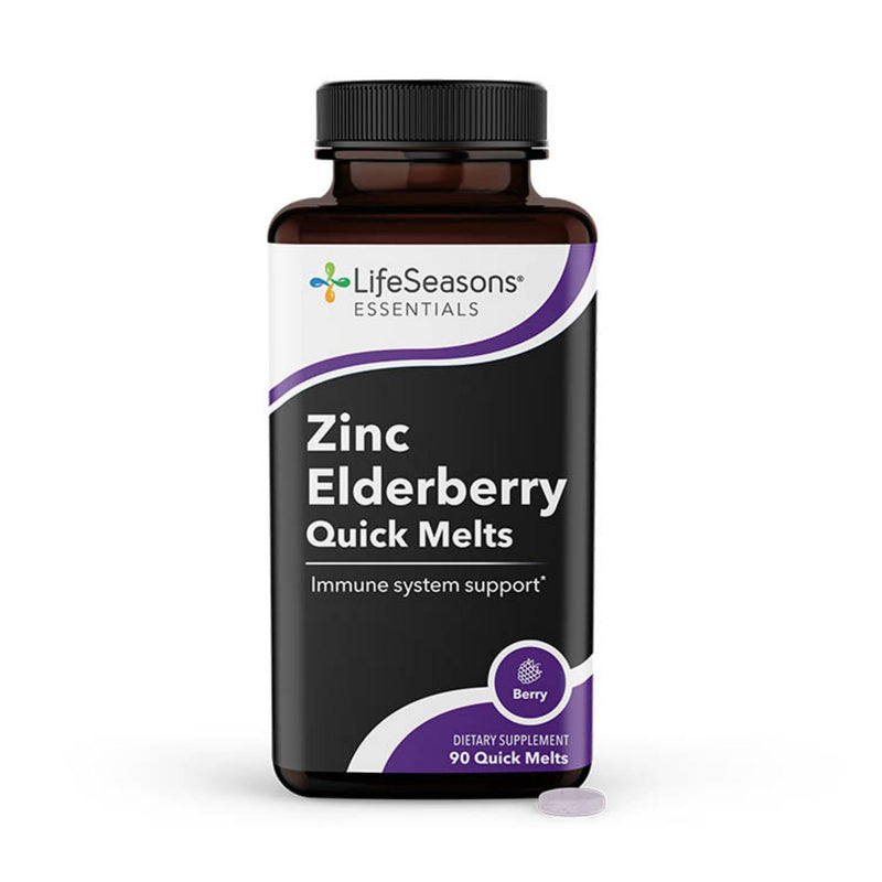 LifeSeasons Essentials Zinc Elderberry Quick Melts – Immune System Support Supplement – Zinc 5 mg + Elderberry Extract – Berry Flavor – Immunity Boosting Tablets – 90 Quick Melts