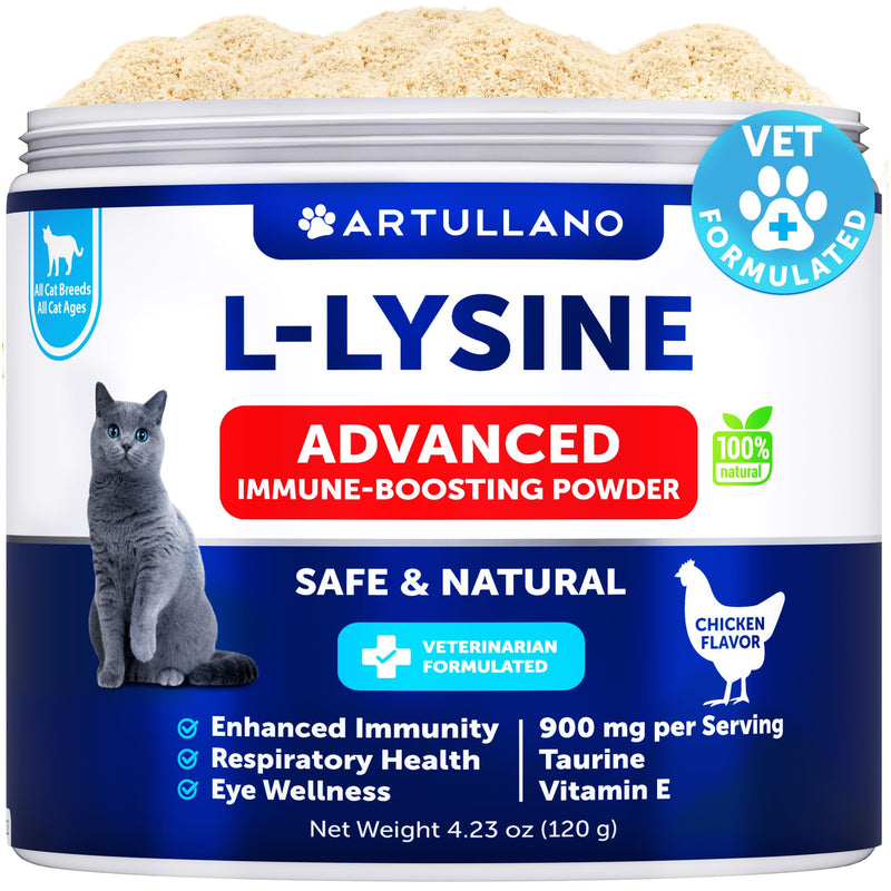 [Australia] - L-Lysine for Cats - Lysine Powder Supplement - 900mg/serving - Immune Support for Cats & Kittens - Sneezing, Runny Nose, Squinting, Watery Eyes, Cold, Eye Function, Respiratory Health - with Taurine White Advanced 