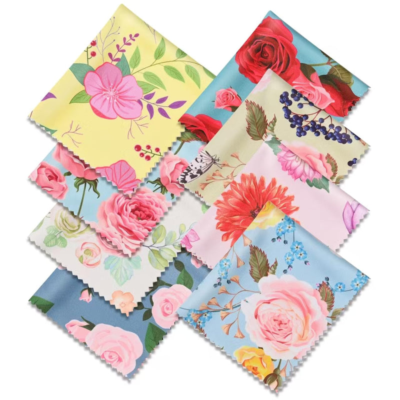 [Australia] - 8 Pack Microfiber Cleaning Cloths (7" x 6") Multicolor Flower Glasses Cleaning Cloth for Eyeglasses, Camera Lens, Cell Phones, Laptops, LCD TV Screens and More 