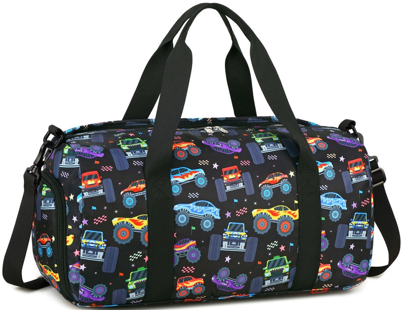 Kids Duffel Overnight Bag Boys Girls Toddler Weekender Carry-On Personalized Tote for Travel Gym Sport (A-Car) A-Car