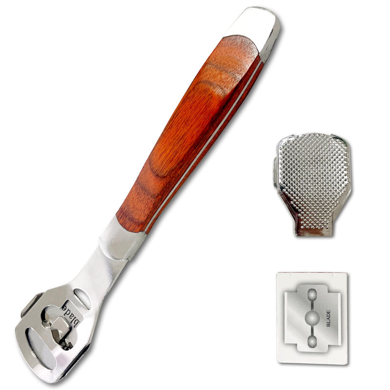 [Australia] - Foot Care Pedicure Callus Shaver with Wood Handle - Hard Skin Remover Including 10 Blades 