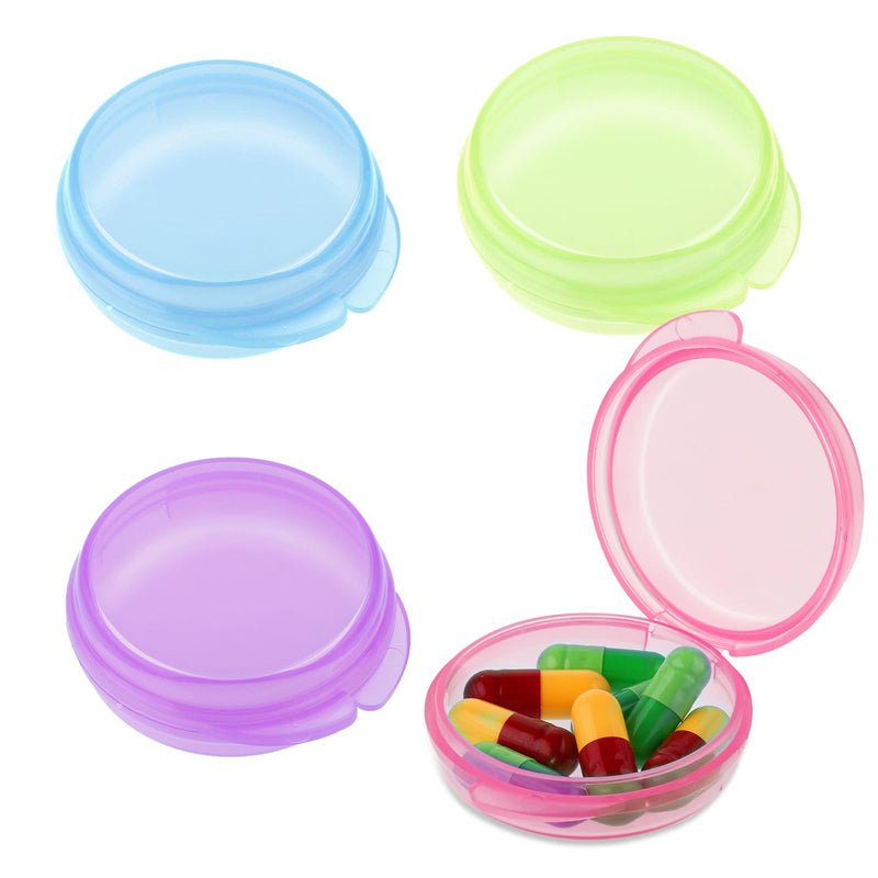 4 Pcs Mini Pill Organizer Small Pill Box Cute Portable Pill Case for Pocket Purse Travel Storage Containers Earplug Case Medicine Dispenser Vitamin Holder(Blue+Pink+Purple+Green) Blue+pink+purple+green