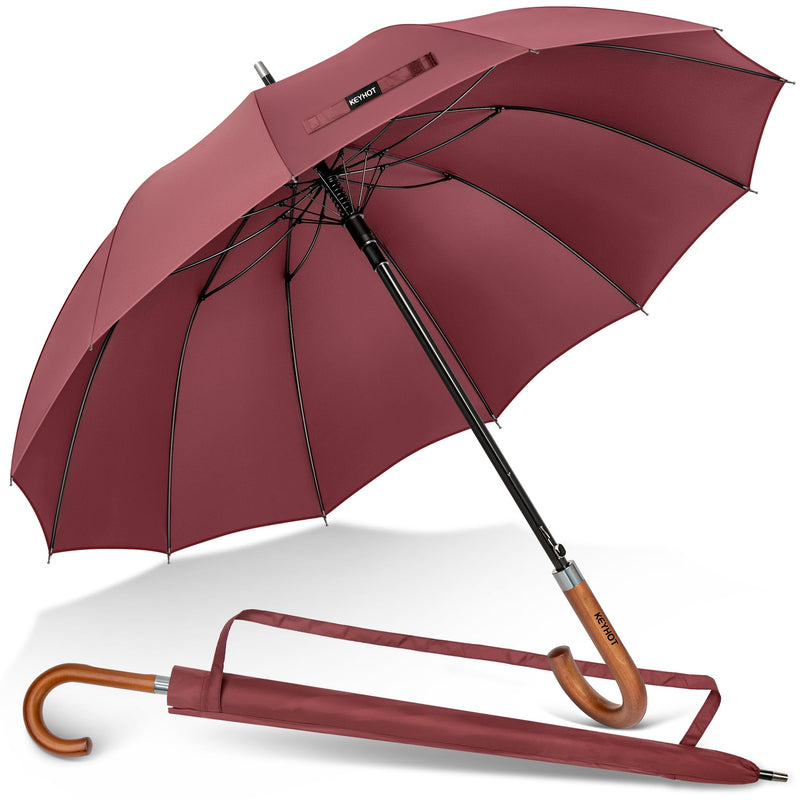 Golf Umbrella Windproof, Large Golf Umbrellas for Rain Heavy Duty Double Canopy, M/L/XL/XXL Automatic Open Golf Umbrella for Golf Bag Burgundy 55Inch