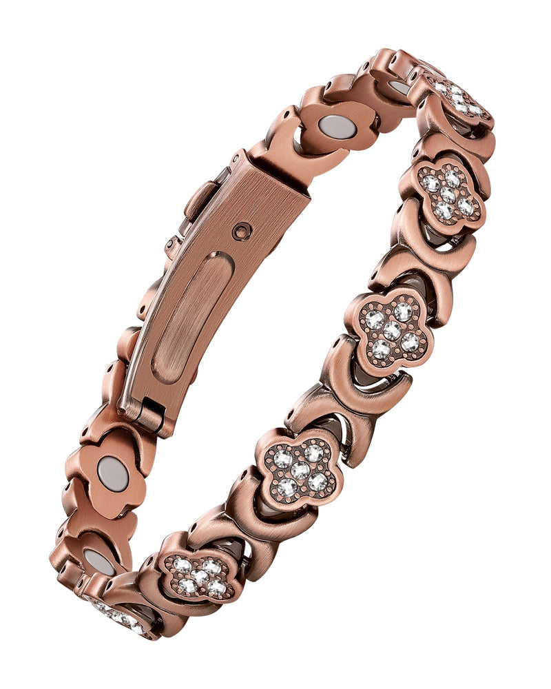 [Australia] - Women's Pure Copper Bracelet, Ultra Strength Magnetic Copper Bracelets for Women Four-leaf Clover (Copper) 