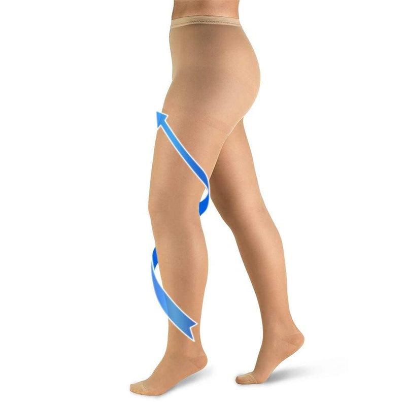 [Australia] - 20-30mmHg Compression Pantyhose for Women, Medical Compression Stockings, High Waist Opaque Compression Tights for Lymphadema Edema, Swelling, Varicose Veins, Support Hose for Teacher Doctor M Beige 