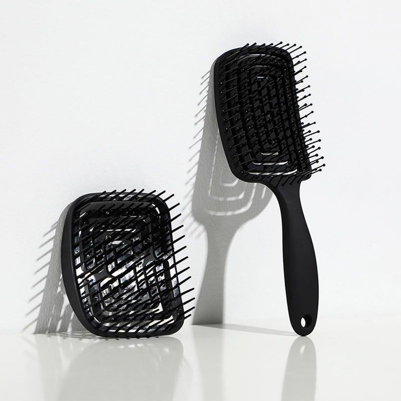 [Australia] - MIUPOO Professional Curly Vented Hair Brush,Hair Scalp Massager Shampoo Brush,Detangler Brush for Faster Blow Drying and Scalp Scrubber for Deep Cleaning Hair Set,Scalp Massagers,2 Pieces,Black Black 