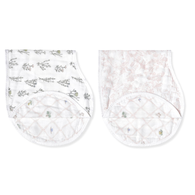 [Australia] - aden + anais Silky Soft Bamboo Viscose Burpy Bib – Multi-Use, Absorbent 4-Layer Burp Cloth and Full-Coverage Snap-Closure Baby Bib in One, 22.5” X 11”, 2-Pack, French Floral 
