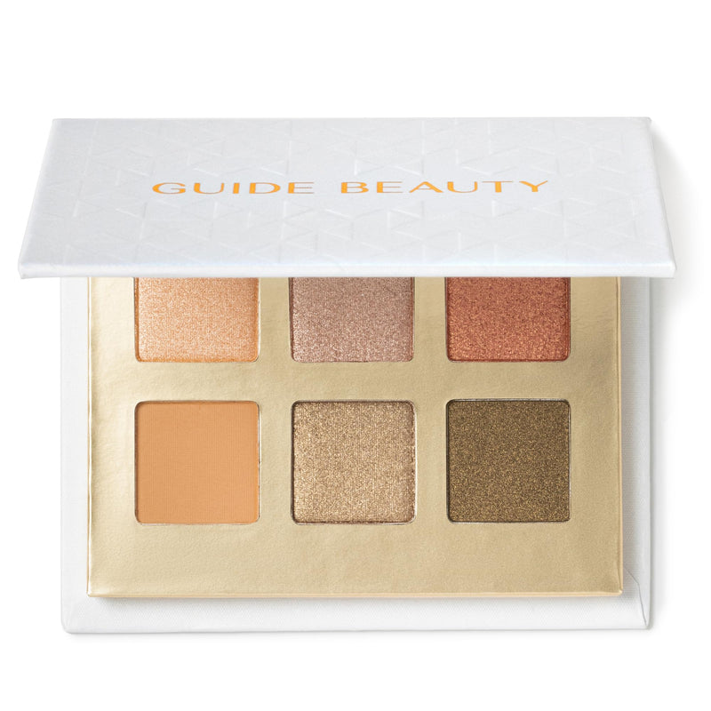 [Australia] - Guide Beauty Shadow Palette, Shimmer Eyeshadow Palette Featuring Hues Ranging from Radiant Golden Champagne & Copper Rose to Dusky Greens, Universal, Ergonomic Design, 6 Shades, 1 pc 
