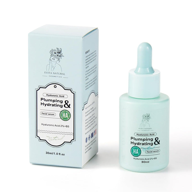 Hyaluronic Acid Serum for Face & Neck — 100% Natural Moisturiser with Vitamin B5 & Ceramides | Plumping, Hydrating Serum for Dry Skin | Cruelty-Free, Paraben-Free, 1 fl oz