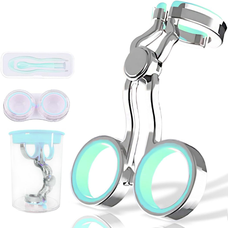 [Australia] - Contact Lens Wearing Aids, Portable Contact Lens Eyelid Stretcher, Color Contact Lens Wearing Tool with Insert or Remove Tool/Tweeers/Contact Lens Case (Green) Green 