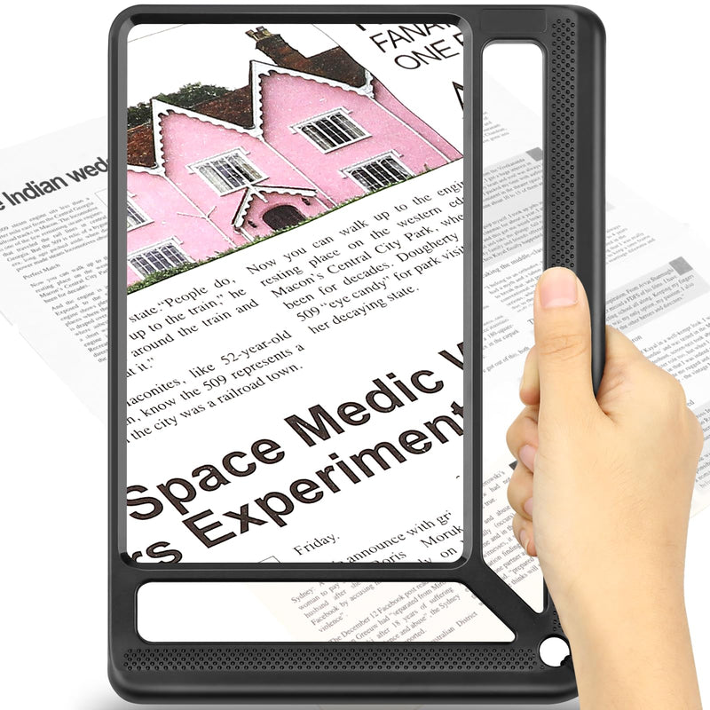 [Australia] - 5X Full Page Magnifying Glass for Reading, Lightweight Rectangular Magnifier Provides Large Book Page Viewing Area, Upgraded Handheld Magnifier for Reading Small Prints for Seniors, Low Vision 5X 