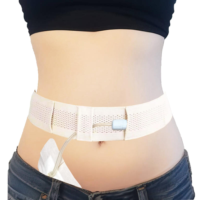 [Australia] - Peritoneal Dialysis Belt, PD Belts Dialysis for Men Women, Feeding Tube Belt, PD Catheter Belt, G Tube Holder Belt, Peritoneal Dialysis Catheter Accessory for Stomach Feeding Peg J Tube (M, Beige) M 
