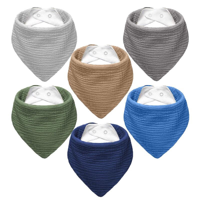 [Australia] - Muslin Baby Bibs,Baby Bandana Drool Bibs 100% Cotton for Baby Boy Girl,Solid Colors Bib for Drooling Teething 6 Pack-forest 