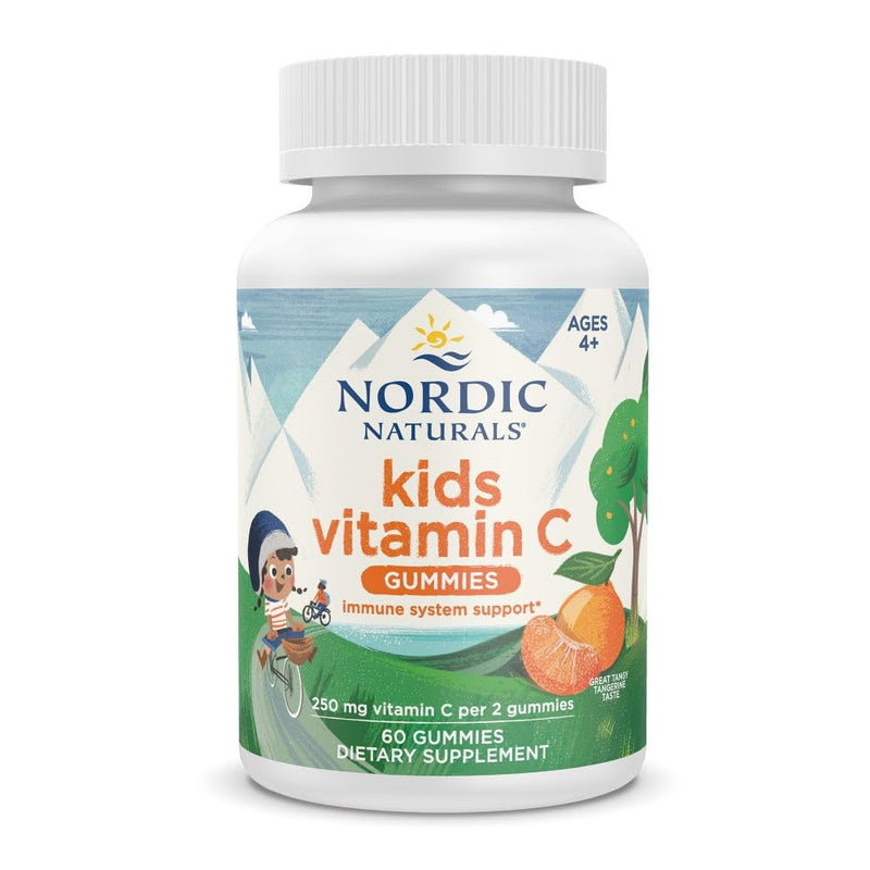 Nordic Naturals Kids Vitamin C Gummies - Tangy Tangerine - 60 Gummies - Vegan Vitamin C Supplement - Children’s Immunity and Antioxidant Support - 250 mg per Serving - 30 Servings 60 Count (Pack of 1)