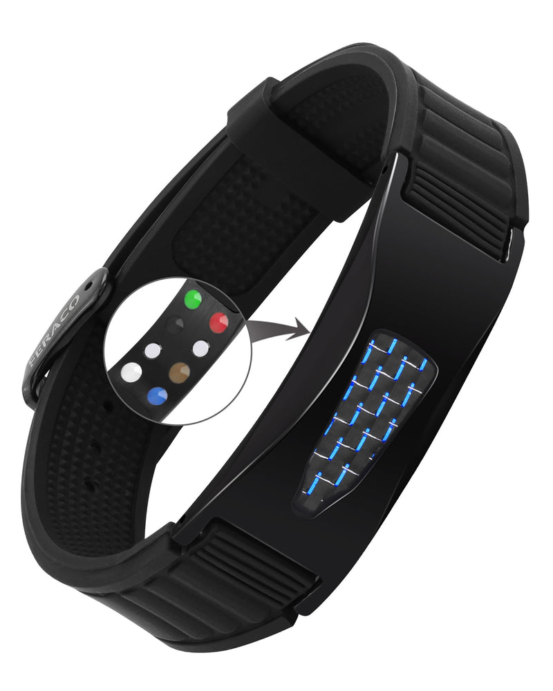 [Australia] - Feraco Silicone Power Balance Bracelets for Men Women, 7 in 1 Magnetic Sports Bracelets with Powerful Magnets, Waterproof & Adjustable Health Wristband Blue Carbon Fiber (7 in 1) 