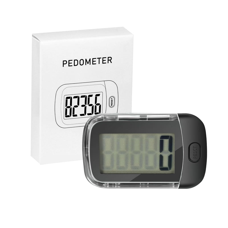 [Australia] - 3D Pedometer for Walking, Simple Digital Step Counter with Removable Clip and Lanyard, Accurate Pedometers for Steps Track with Large LCD Display for Men Women Kids Walking Running Hiking Sports-Black 
