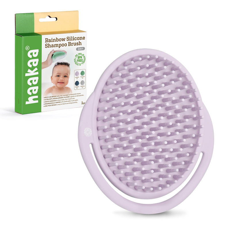 [Australia] - haakaa Silicone Shampoo Brush - Cradle Cap Brush Comb - Baby Hair Scrubber - Newborn Essentials Must Haves - 1pk-Lavender Lavender 