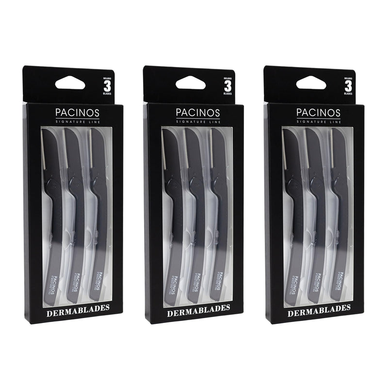 [Australia] - Pacinos Derma Blades for Men - Precision Straight Razor Beard Care Exfoliation Tool with 100% Stainless Steel Blades 3 Pack 