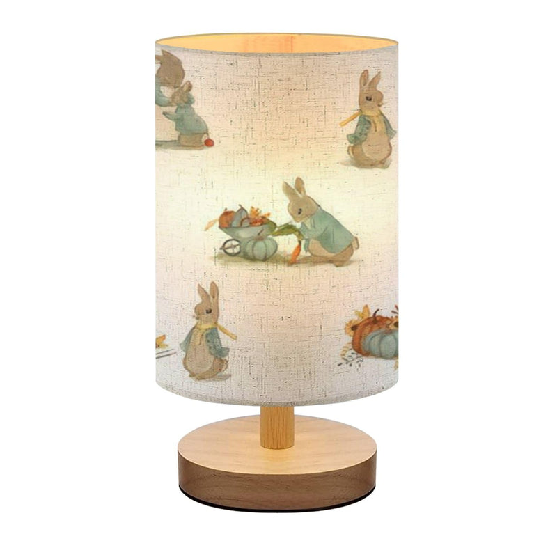 [Australia] - Bedside Lamp for Bedroom, seamless pattern childrens illustrations rabbit autumn pattern nursery Small Lamp, Linen Lampshade Table Lamp, Dimmable Nightstand Lamp with Woodbase for Living Room Office 11'x5.5' Pattern5 