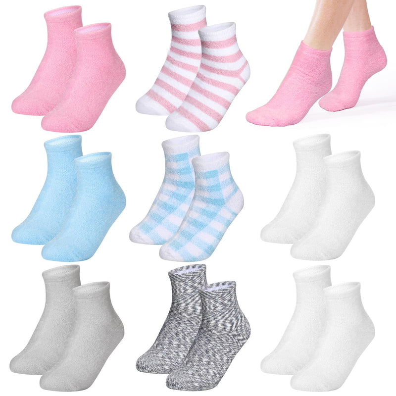 [Australia] - 8 Pairs Aloe Socks Natural Moisturizing Spa Socks Lotion Socks Softening Aloe Infused Socks for Women Men Repairing Gel Sleeping Fuzzy Socks for Dry Cracked Feet Skins (Stylish) Stylish 