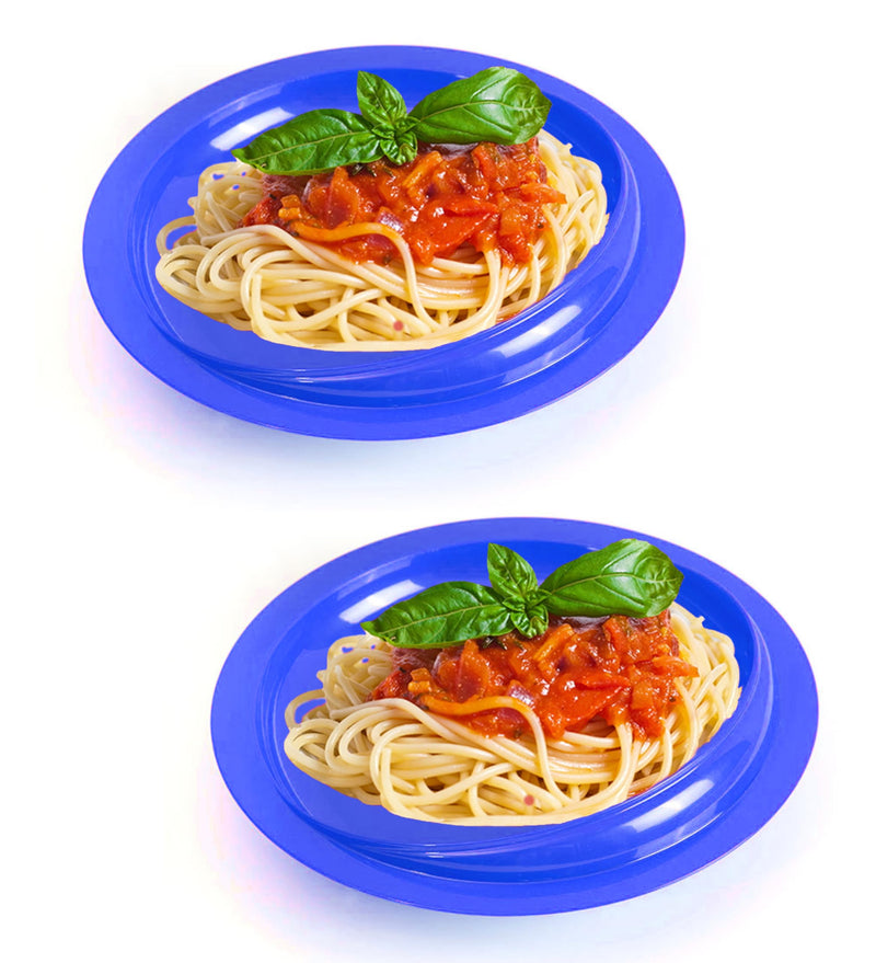 [Australia] - pekokavo 9" Anti-Spill Suction Bowl for Seniors, Non-Slip No Tip Adaptive Feeding Bowl for Elderly, Disabled Adults, or Parkinson's, Pack of 2 (Blue Plates) Blue Plates 