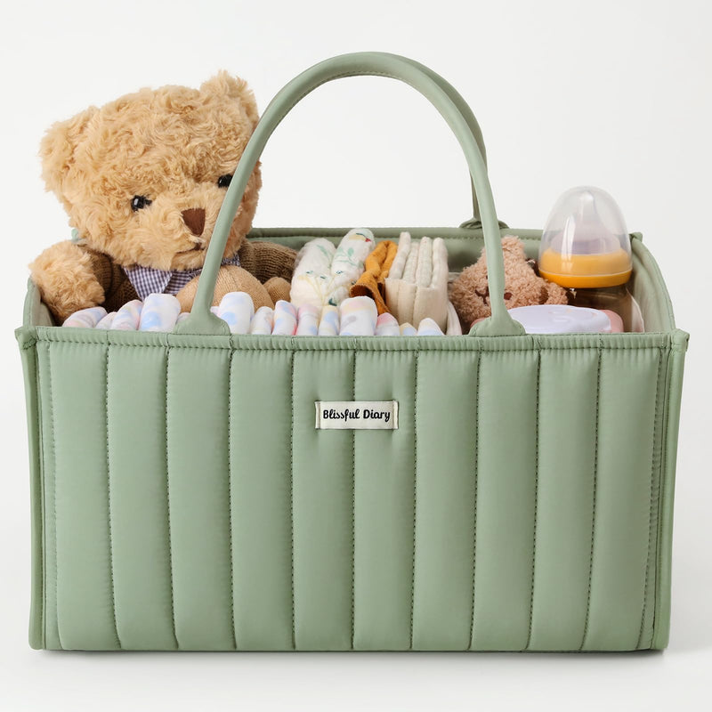 [Australia] - Blissful Diary Baby Diaper Caddy Organizer, Stylish Nursery Storage Basket - Gift for Baby Shower, Baby Registry Must Have, Newborn Essentials - Baby Caddy Organizer for Diaper Station - Sage Green 