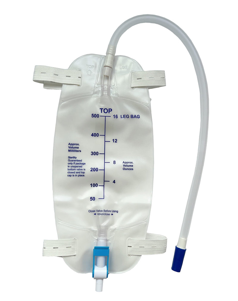 [Australia] - 3 Pack Easy-Tap Leg Bag Urinary Drainage Bag, 500 ML with 3 18” Tubing, Anti-Reflux Valve, Cloth Straps Easy Flip Drain Sy-1 