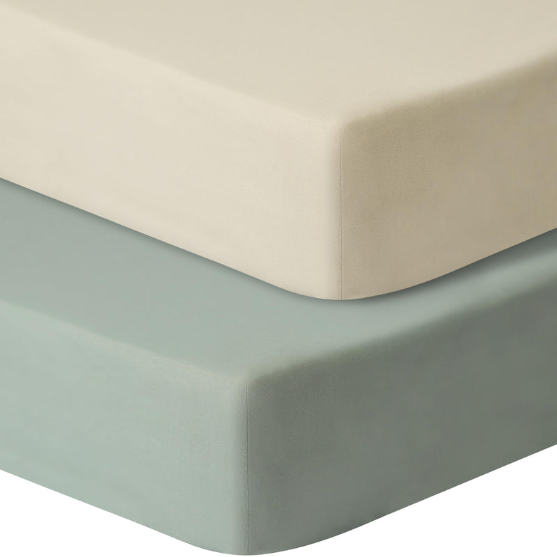 [Australia] - Baby Crib Sheets for Boys Girls, 2 Pack Fitted Crib Sheet for Standard Crib and Toddler Mattress, Soft Microfiber Baby Sheet 52x28x8in (Brown & Green) Brown & Green 