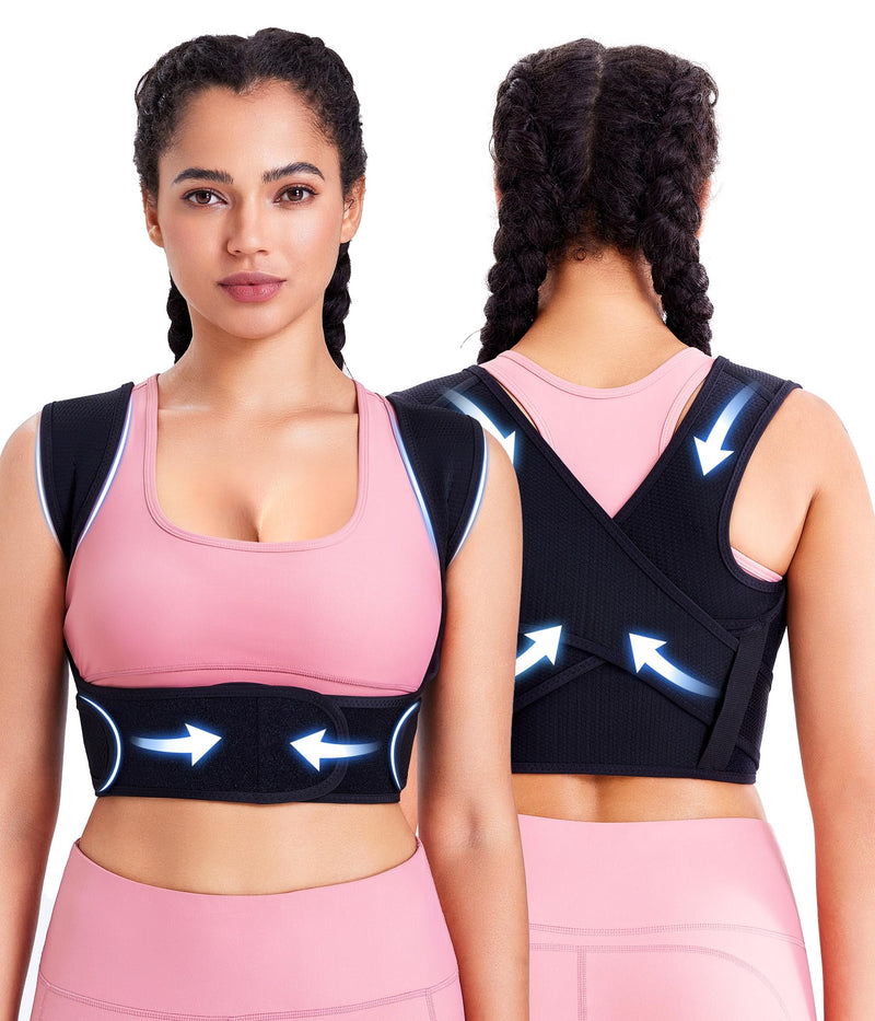 URSEXYLY Posture Corrector for Women Adjustable Upper Back Brace Posture Support Back Straightener Pain Relief(M/L,Black) M/L Black