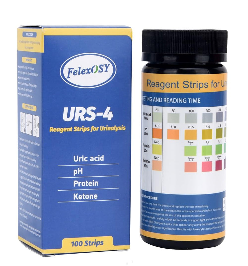[Australia] - FelexOSY-Urinalysis Test Strips 4 Parameters - 100 Count 