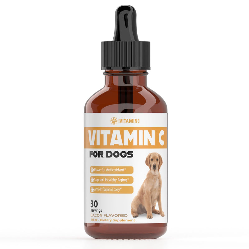 Vitamin C for Dogs | Helps with Improving Immune Health | Vitamin C for Dogs Liquid | Dog Immune Support | Dog Immune and Allergy Supplement | Dog Immune Booster | 1 oz Bacon Flavor - PawsPlanet Australia