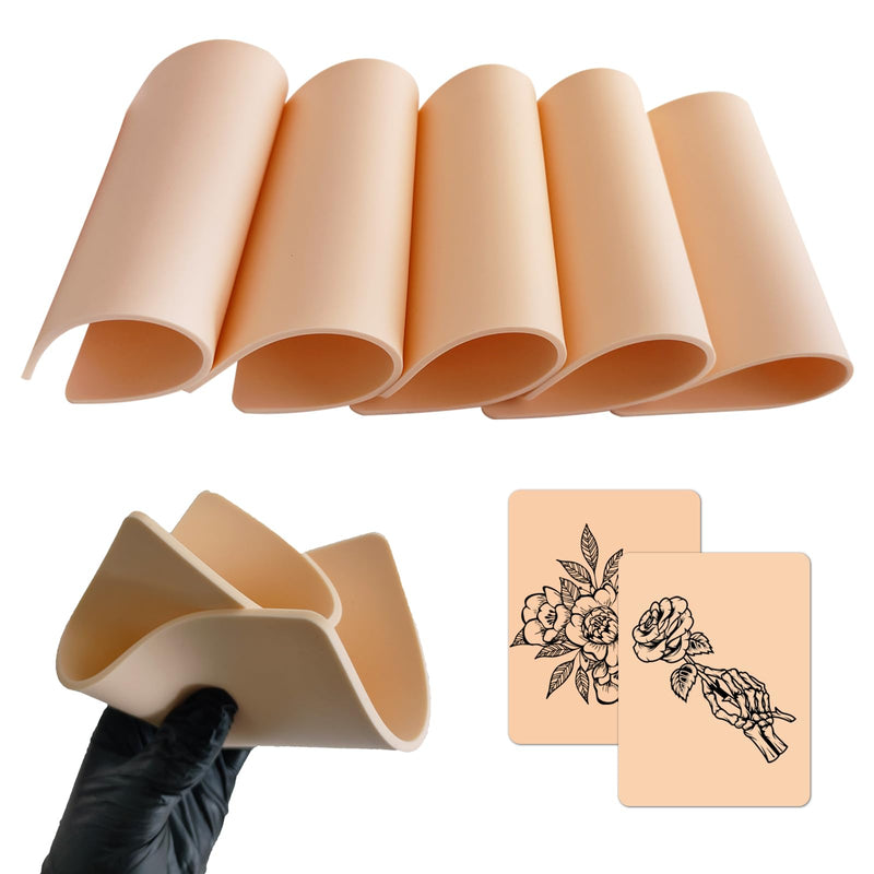 [Australia] - 5Pcs Fake Skin 3MM - Ruicoo Tattoo Skin Double Sides Tattoo Practice Skin, Tattoo Fake Skin for Beginners and Experienced Artists Tattoo Supplies 5pcs 3MM tattoo skin 