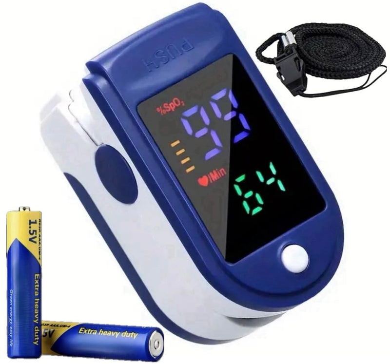 [Australia] - Finger Pulse Oximeter Larger Display Blood Oxygen Monitor with Batteries and Lanyard Included Fingertip Pulse Oximeter Color: Navy Blue 