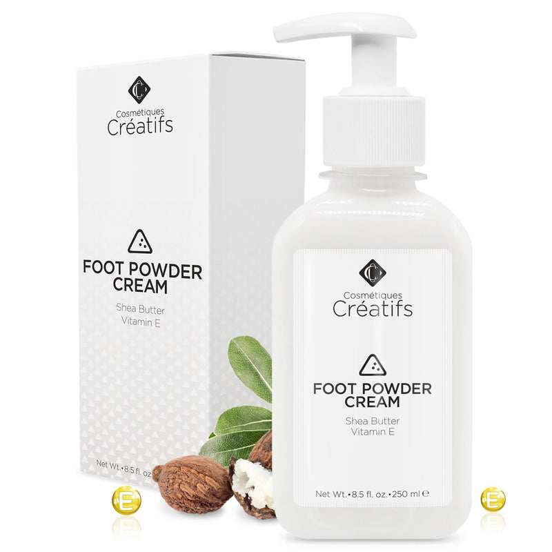 Foot Powder Cream for Dry Cracked Heels, Odor Control, and Intense Skin Hydration, 8.5 fl. oz., with Shea Butter and Vitamin E 8.5 Fl Oz (Pack of 1)