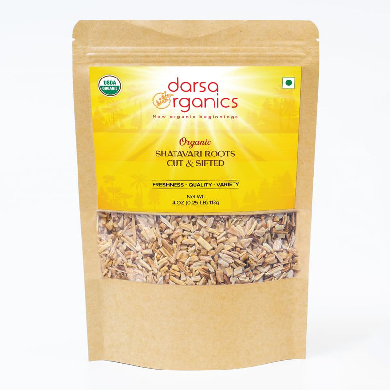 [Australia] - Organic Shatavari Cut & Sifted from India 4 oz | Asparagus Racemosus | Supports Lactation | Improves female reproductive health | Boosts Vitality & Strength | Helps Hair Growth 
