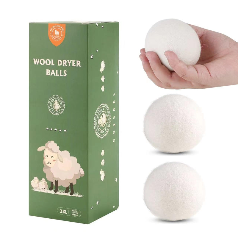[Australia] - Wool Dryer Balls 3 Pack XL, Handmade New Zealand Wool Dryer Balls, Shorten Drying Time, Baby Safe,Reduce Wrinkle Natural White 