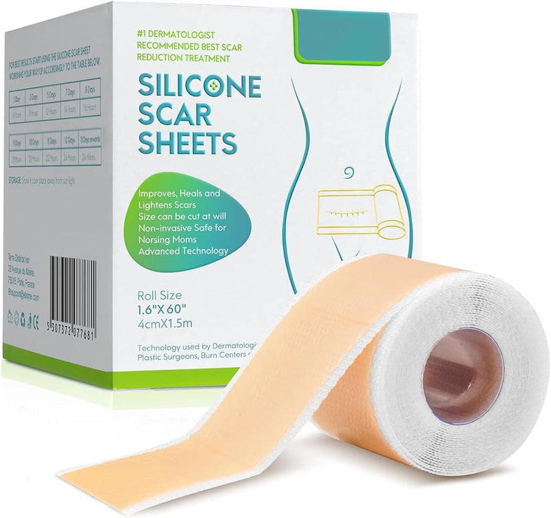 [Australia] - Medical Grade Silicone Scar Sheets, Silicone Scar Tape (1.6”x 120”), Professional Scar Removal Treatment, Reusable Silicone Scar Strip for Keloid, C-Section, Surgery, Burns, Acne Etc 