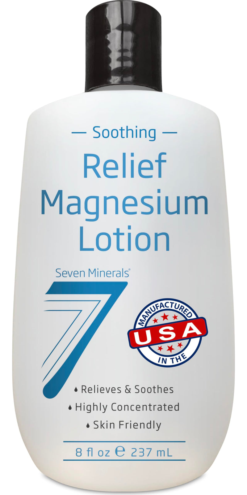 Seven Minerals Magnesium Lotion for Sleep, Soothing Relief & Relaxation - Highly Concentrated Magnesium for Better Sleep, Feet & Joint Care. Non-Greasy Lotion with Skin Friendly Ingredients - 8 fl oz 8 Fl Oz (Pack of 1) Bottle