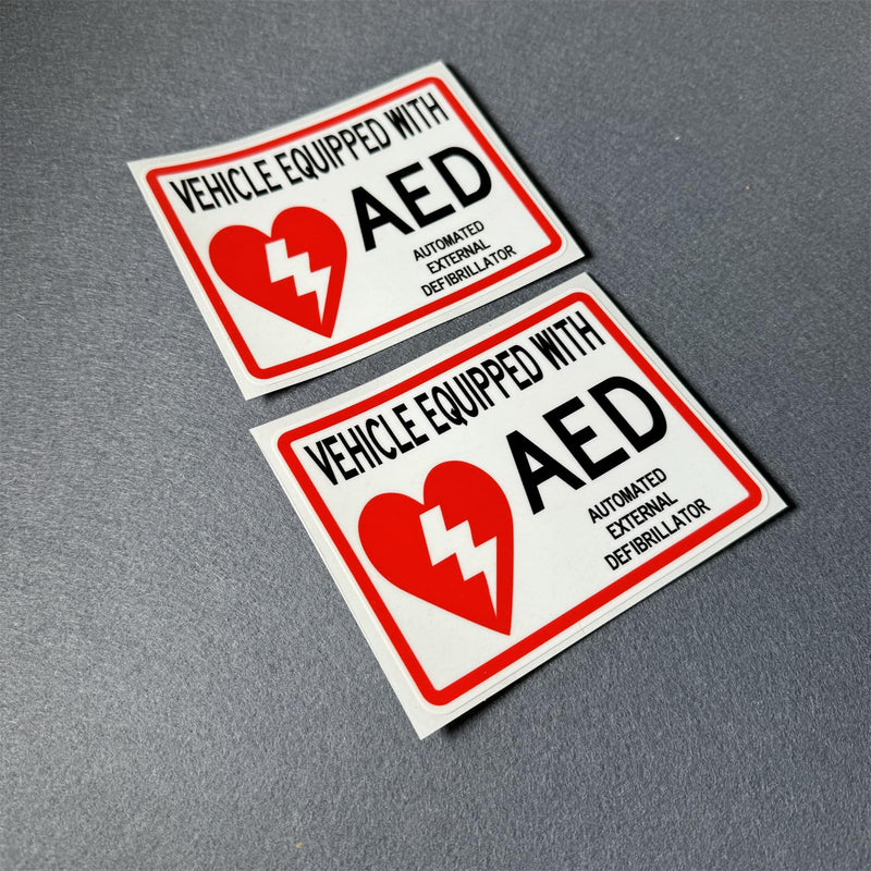 [Australia] - Car Stickers Vinyl Tape for Vehicle Equipped with AED Automated External Defibrillator Auto Window Tail Decal 2PCS 