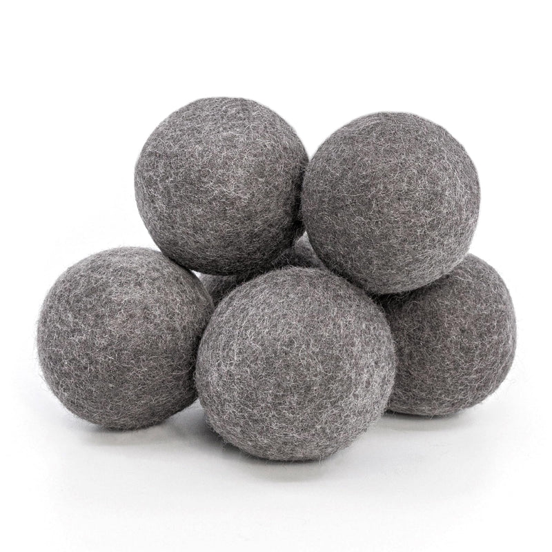 [Australia] - ELYN Wool Dryer Balls 6-Pack - XL, 100% New Zealand Wool, Reusable and Handmade. Fragrance-Free, Natural Fabric Softener, Reduce Wrinkles and Decrease Drying Time (Grey) Grey 
