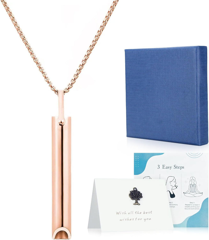 [Australia] - Anxiety Relief Breathing Necklace for Meditation and Breathwork | Mindfulness Tool for Stress and Anxiety Relief | Unisex, Suitable for Men and Women Rose Gold 
