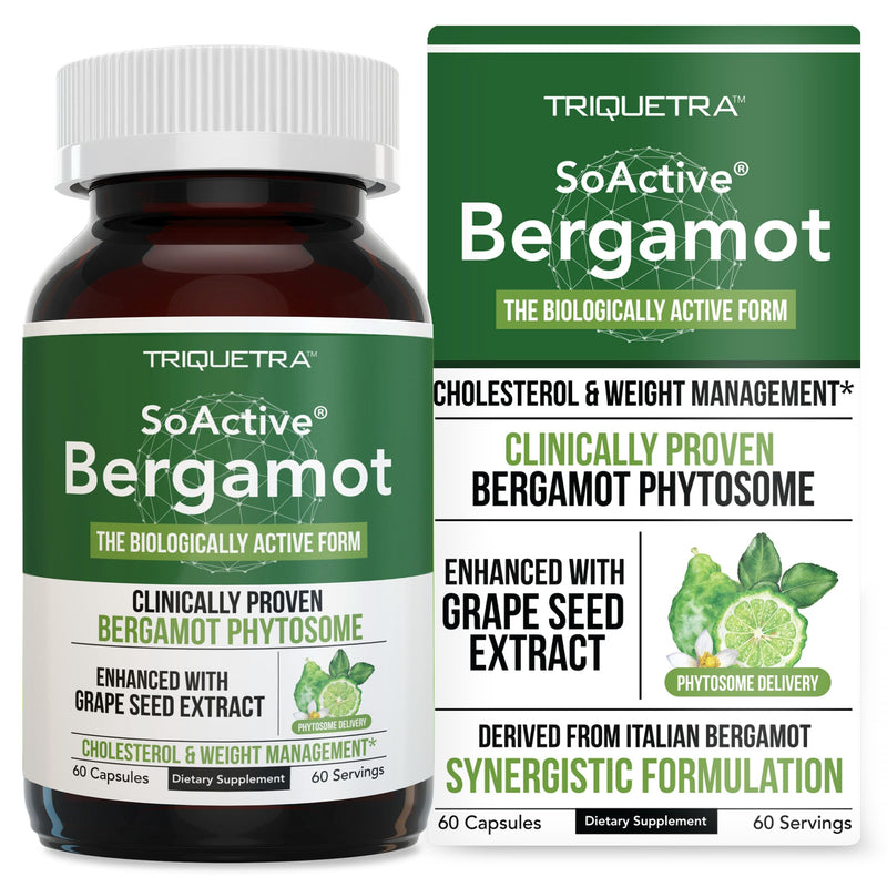 [Australia] - SoActive Bergamot: 2.5X More Effective, Italian Citrus Bergamot Phytosome - Clinically Validated | Enhanced with Grape Seed Extract with 95% PAC - Supports Cholesterol & Cardiovascular (60 Capsules) 