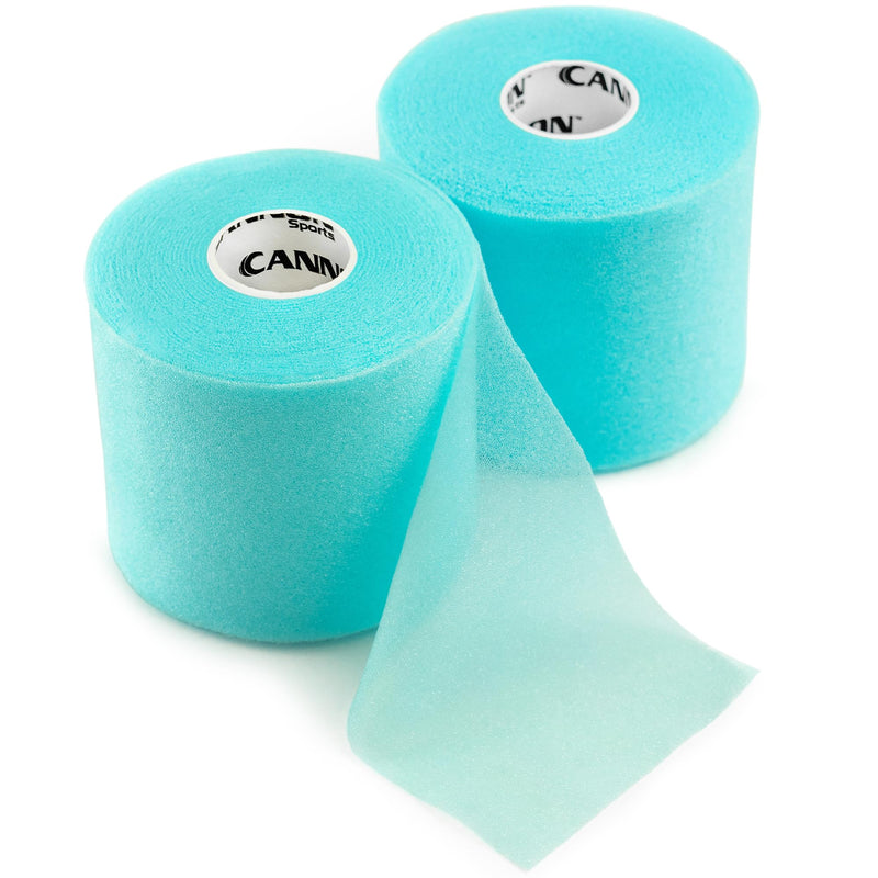 [Australia] - Cannon Sports Pre-Wrap 2-Pack 30 Yards Each Roll Athletic Tape Foam Underwraps for Ankles Wrists Hands Knees Elbows Hair (Aqua) Aqua 
