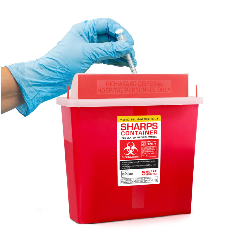 [Australia] - Sharps Container Large - Sharps Containers for Home Use and Labs - Portable Needle Disposal and Travel Size Biohazard Bin - 5 Quart (Pack of 1) 1.0 