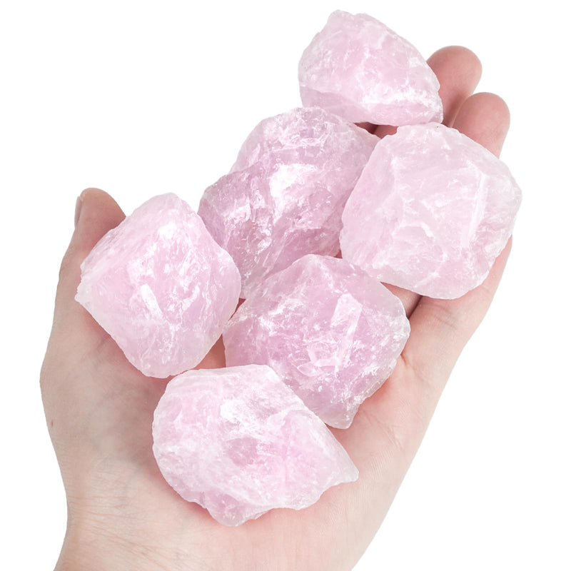 [Australia] - JOHOUSE 6PCS Rose Quartz, Natural Rough Stones Crystal Large Raw Crystals Bulk Healing Gemstones for Reiki Healing Tumbling Fountain Rocks Pink 