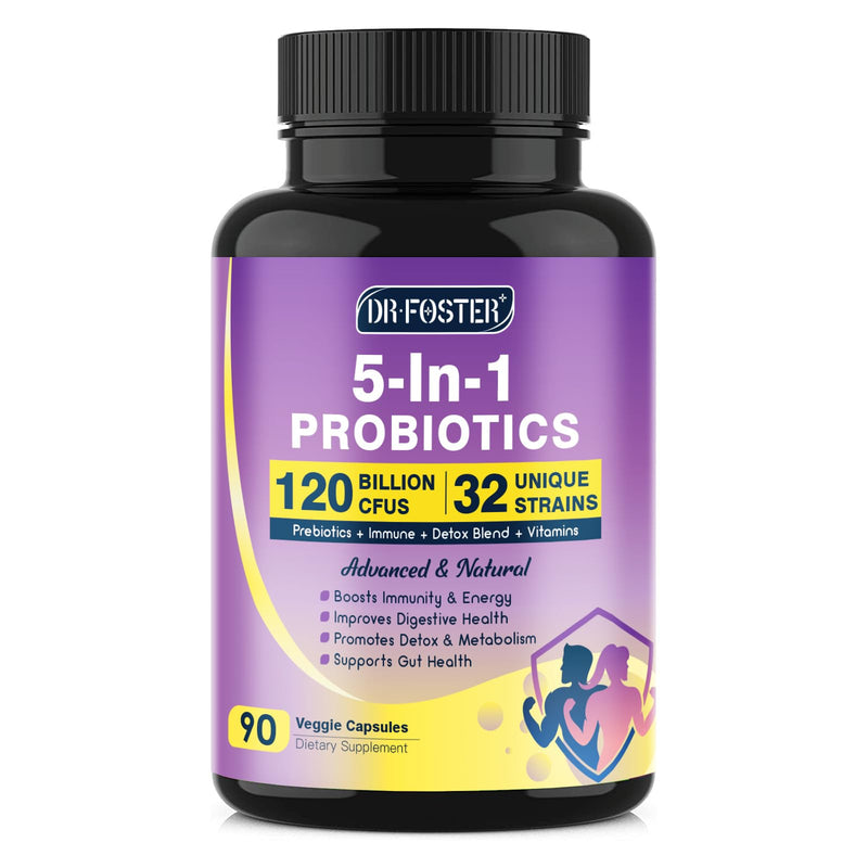 [Australia] - Probiotics for Women & Men Digestive Health，120 Billion CFUs, Prebiotics and Probiotics for Gut Health, D3, Zinc & Immune Support Herbs, Detox Cleanse, 45 Day - 3 Month Supply 90 Count (Pack of 1) 