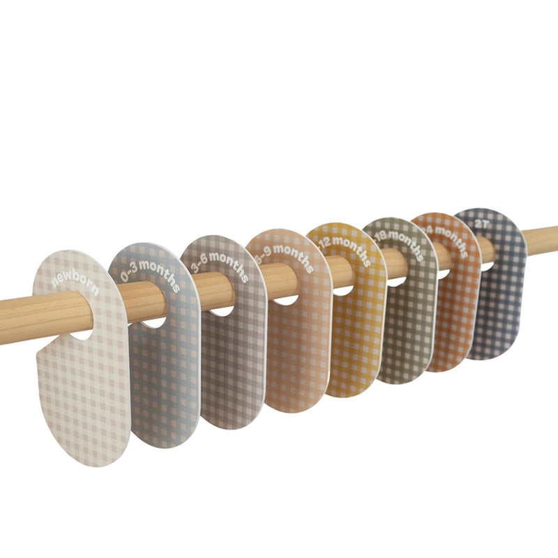 [Australia] - 3 Sprouts Baby and Toddler Hanger Closet Dividers Set of 8 - Durable Nursery Closet Organizer for Baby Clothes by Size/Age for Infant to Toddler, Boy & Girl - Gingham 