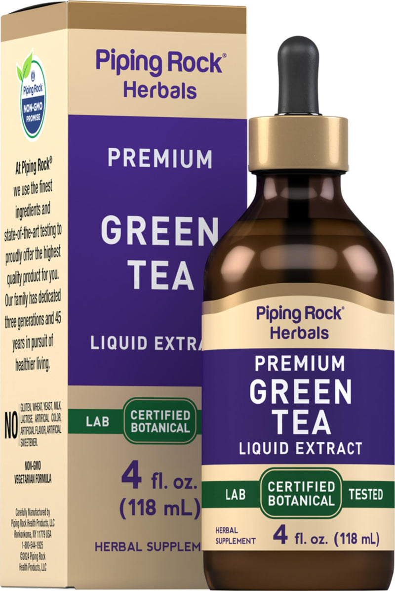 [Australia] - Piping Rock Green Tea Extract Liquid | 4 Fl Oz | Premium Herbal Supplement | Vegetarian | Alcohol Free | Non-GMO, Gluten Free 