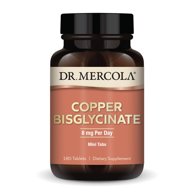 [Australia] - Dr. Mercola Copper Bisglycinate, 90 Servings (180 Tablets), Dietary Supplements, 8 mg Per Day, Mini Tabs, Supports Overall Health, Non GMO 
