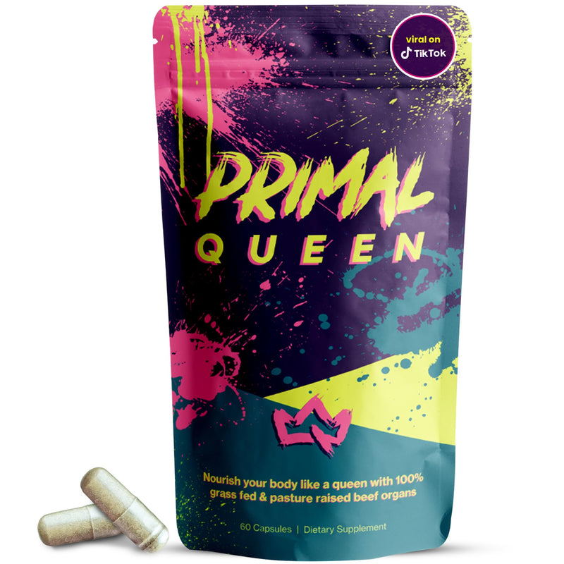 Primal Queen Beef Organ Superfood, Grass-Fed Liver Kidney Heart for Women | Female-Optimized Blend of 6 Pasture-Raised Organs for Hormone Balance, Energy and Vitality; 3rd-Party Tested 60 Count (Pack of 1)